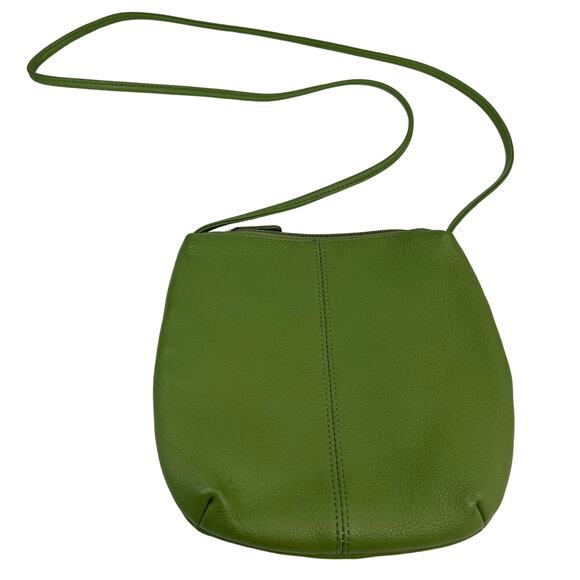 Stone Mountain Crossbody Purse Bag Green Pebble Leather 8" x 7" - Picture 2 of 10